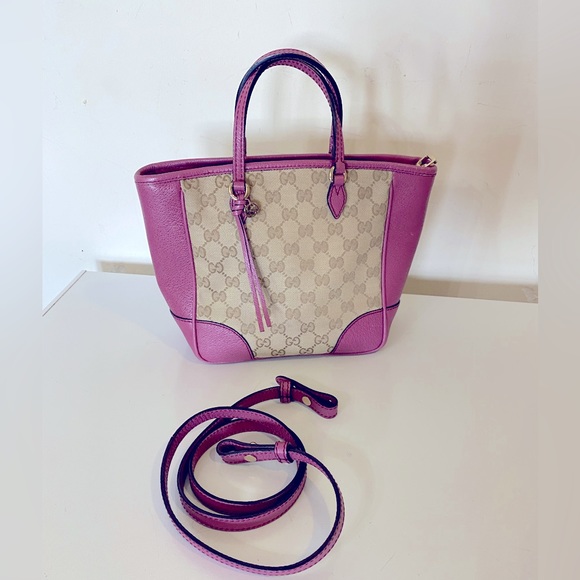 GUCCI GG canvas leather Monogram Small Bree Tote Pink - Picture 1 of 15